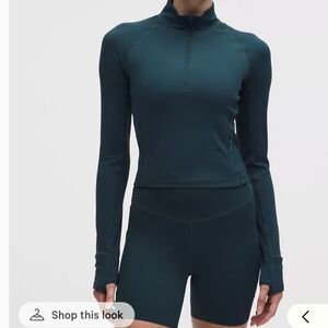 It's Rulu Ribbed Cropped Half Zip, Indochine Blue, Size 6